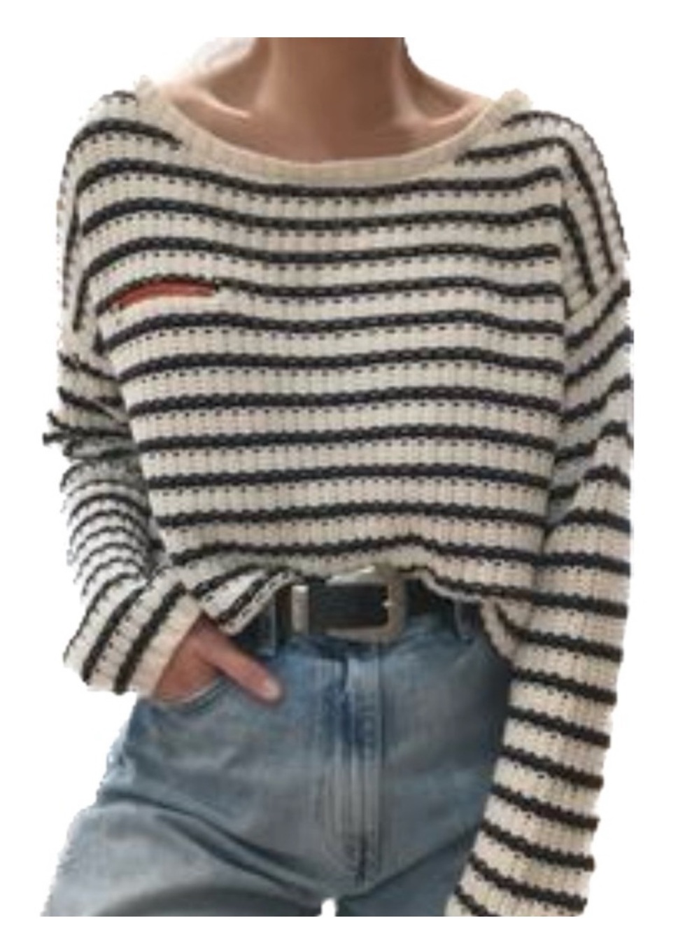 Tommy Hilfiger Navy and White Striped Sweater